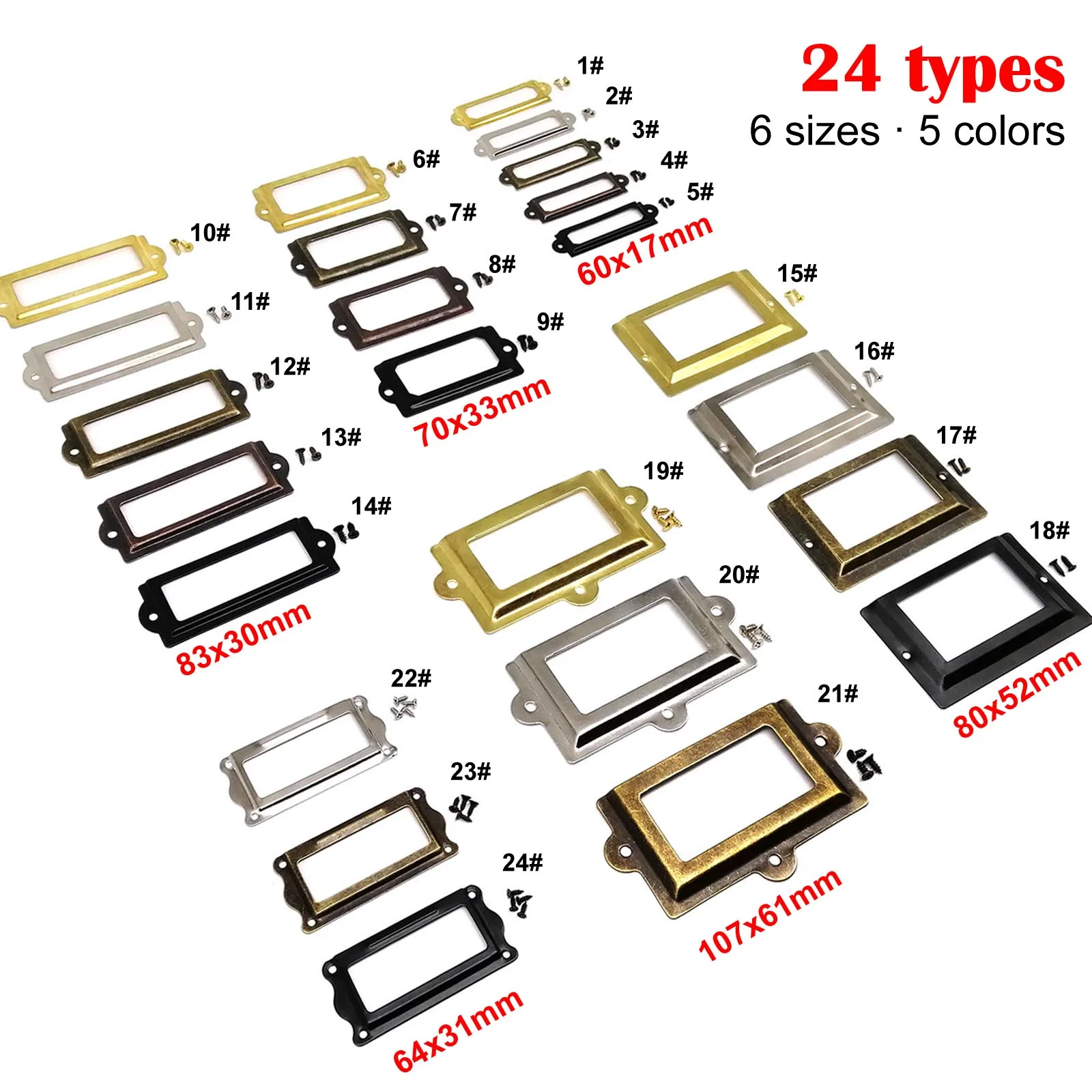 12pcs Iron File Cabinet Drawer Name Card Holder Label Pull Frame Handle For Jewelry Chest Furniture Cabinet Wood Gift Box Case