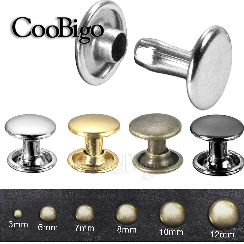 500 Sets Metal Double Cap Rivet Stud Round Nailhead Spike Leather DIY Punk Craft Decor Clothes Bag Belt Bracelet Shoes Accessory
